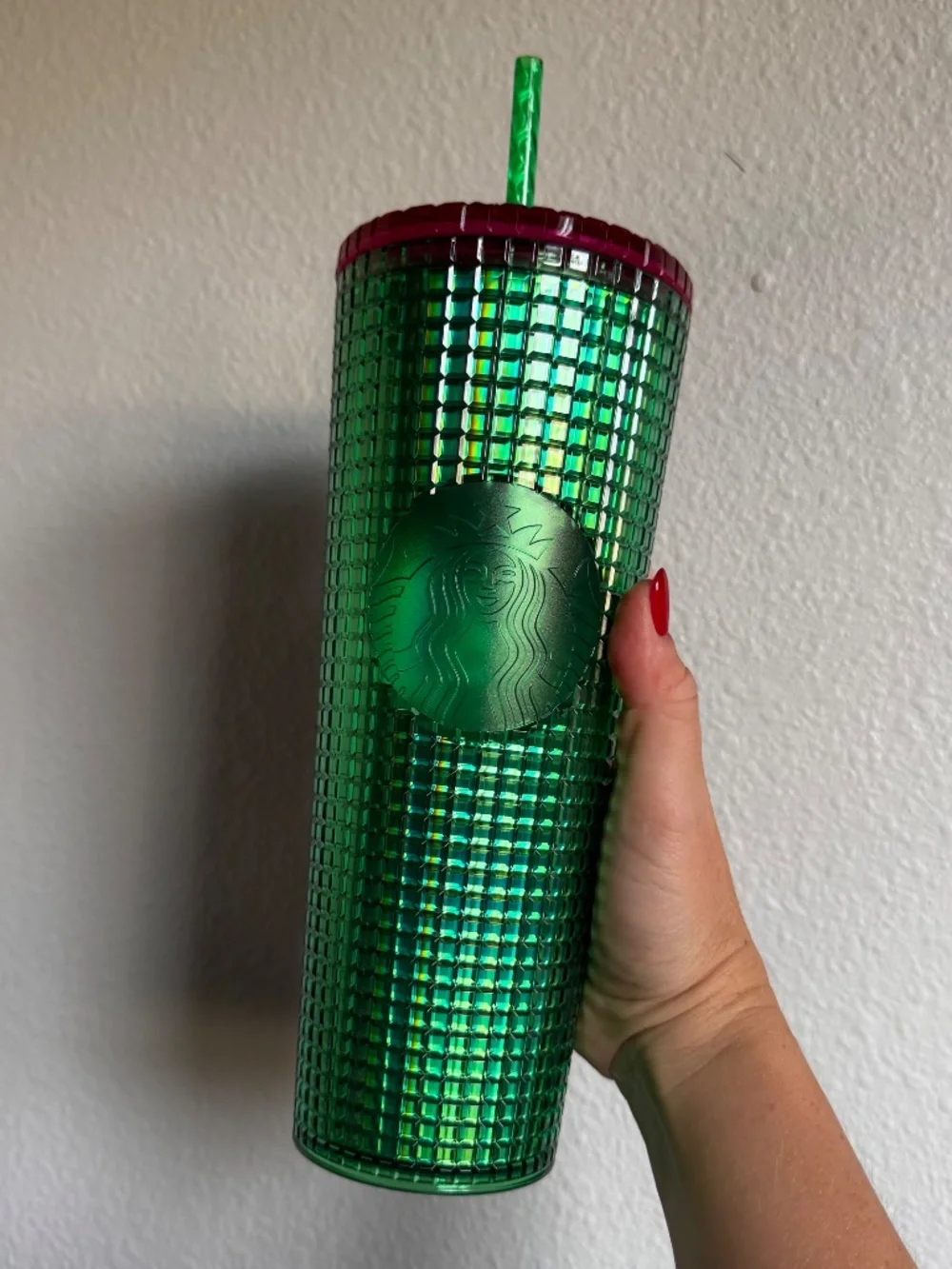 NEW Starbucks Studded Tumbler 24oz Cold Cup Holiday Christmas Red Lid Straw
